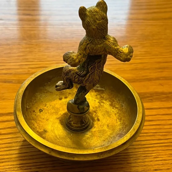 Vintage Bronze Dancing Bear Circus Figurine Trinket Dish Brass Valet Cigar Rest - Picture 8 of 17